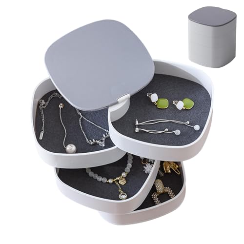 Fulenyi Drehbare Schmuckschatulle, drehbarer Schmuck-Organizer, drehbarer Schmuckkasten mit Ohrringhalter, staubdicht, für Damen und Mädchen Fulenyi Drehbare Schmuckschatulle, drehbarer Schmuck-Organizer, drehbarer Schmuckkasten mit Ohrringhalter, staubdicht, für Damen und Mädchen von Fulenyi