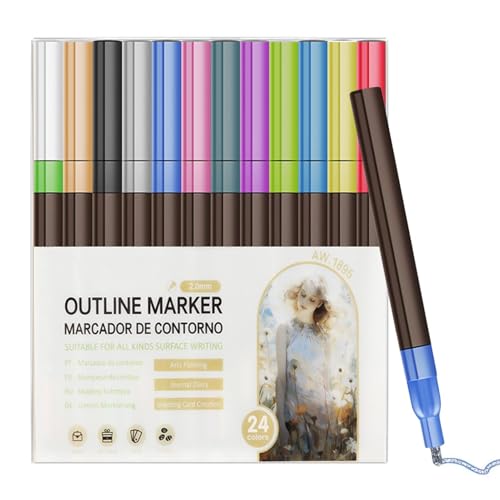 Fulenyi Glitzerkonturmarker, glitzernde Marker, Set mit Gel-Konturenstiften mit zwei Linien, selbsthaftende Konturenmarkierungen zum Zeichnen von Kritzeleien Fulenyi Glitzerkonturmarker, glitzernde Marker, Set mit Gel-Konturenstiften mit zwei Linien, selbsthaftende Konturenmarkierungen zum Zeichnen von Kritzeleien von Fulenyi