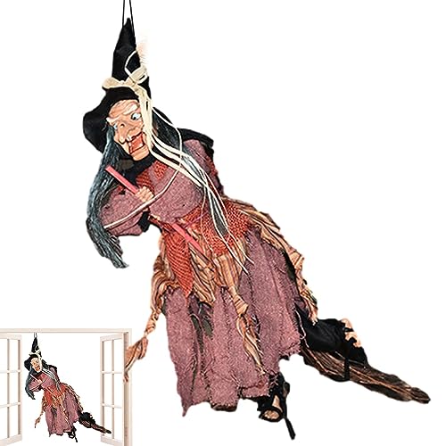Fulenyi Halloween Fliegende Hexe,Sprach- und Berührungssteuerung Screaming Witches Scary - Hexen-Halloween-Dekorationen im Freien, Halloween-Hexen im Freien, Halloween-Dekoration mit Sprachsteuerung von Fulenyi