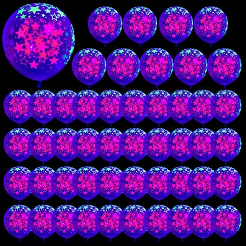 Fulenyi Im Dunkeln leuchtende Luftballons | UV-reaktiv leuchtende Luftballons 12 Zoll - 50 Stück Fluoreszierende Luftballons Neon Partyzubehör für Weihnachtshochzeitsbankett von Fulenyi