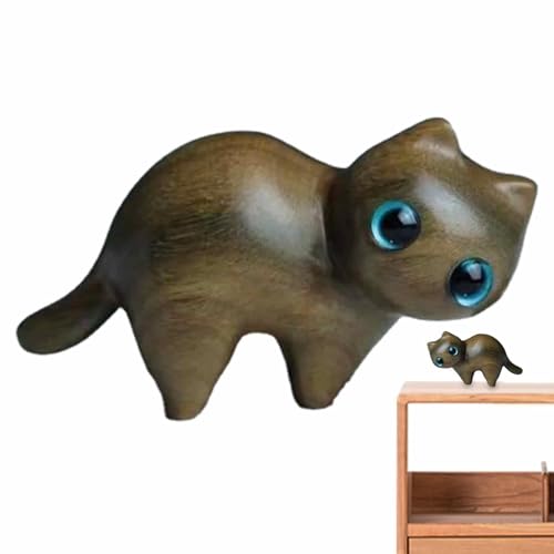 Fulenyi Katze Holzfigur | Handgemachte holzgeschnitzte Katzen | Sandelholz-Katzen-Skulptur, Katzen-Gedenkstatuen für Schreibtisch-Ornamente, Wohnzimmer, Arbeitszimmer, Büro und Schlafzimmer Fulenyi Katze Holzfigur | Handgemachte holzgeschnitzte Katzen | Sandelholz-Katzen-Skulptur, Katzen-Gedenkstatuen für Schreibtisch-Ornamente, Wohnzimmer, Arbeitszimmer, Büro und Schlafzimmer von Fulenyi