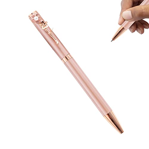 Fulenyi Kugelschreiber aus Metall | Kreative Schreibstifte für das Journaling | Kugelschreiber-Schreibstifte mit Blumen-Perlen-Clip, niedliche Stifte für Schulbürobedarf von Fulenyi