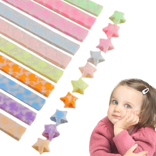Fulenyi Lucky Faltpapier | Faltstreifen aus Papier in Sternform | Glitzerpapier mit Glücksstern, faltbar, fluoreszierend, tragbar von Fulenyi