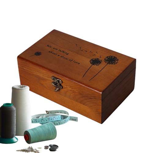 Fulenyi Organizer für Nähkästchen aus Holz, Nähkorb aus Holz, Holzkiste mit Klappdeckel, Nähzubehör für Bastelarbeiten, Aufbewahrung Fulenyi Organizer für Nähkästchen aus Holz, Nähkorb aus Holz, Holzkiste mit Klappdeckel, Nähzubehör für Bastelarbeiten, Aufbewahrung von Fulenyi