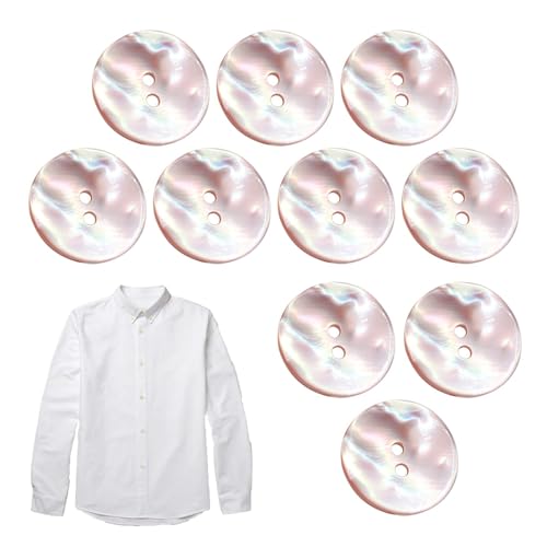 Fulenyi Perlmuttknöpfe zum Nähen, Muschel-Anzugknöpfe – 10 runde Knöpfe für Kleidung, Cardigan-Knopf River Shell mit 2 Löchern für Anzug, Mantel, Windbreaker und von Fulenyi