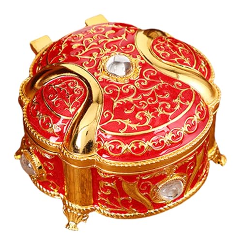 Fulenyi Schmuck-Organizer, Schmuckschatulle, Vintage-Metallschatulle, elegante Schmuck-Aufbewahrungsbox, tragbare Schmuckschatulle für Ohrringe von Fulenyi