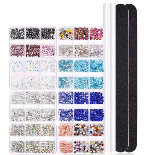 Fulenyi Strasssteine für Nageldekoration | AB Shine schillernde Kristalle – Set mit 8 Schachteln mit glänzenden und bunten Strasssteinen, schillernde Kristalle, flache Rückseite Fulenyi Strasssteine für Nageldekoration | AB Shine schillernde Kristalle – Set mit 8 Schachteln mit glänzenden und bunten Strasssteinen, schillernde Kristalle, flache Rückseite von Fulenyi