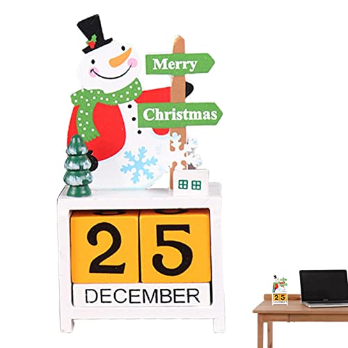 Fulenyi Weihnachts-Advents-Countdown-Kalender, Weihnachts-Adventskalenderblock aus Holz, Holzkalender-Fotografie-Requisiten für die Weihnachtsfeiertage von Fulenyi