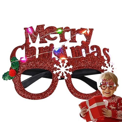 Fulenyi Weihnachtsbrille Glitzer, Weihnachtsbrille, glitzernde Weihnachtsparty-Brille, Leuchtende Brillengestelle, weihnachtliches Brillenzubehör für Kinder und Erwachsene, jährliche von Fulenyi