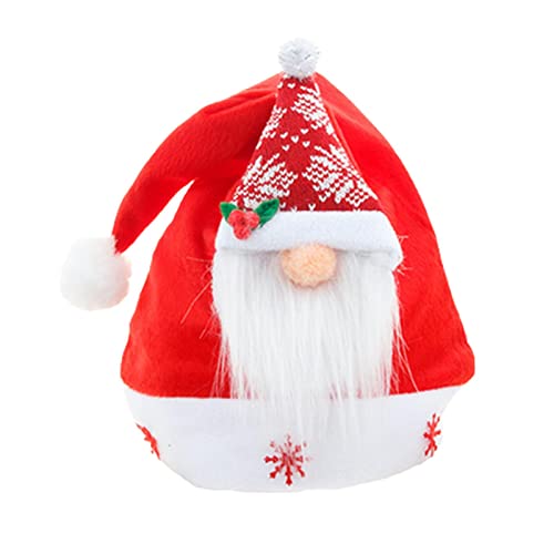 Fulenyi Weihnachtsmützen Weihnachtspartyhut | Rote flauschige Zwergen-Design-Mützen,Weiche Weihnachtsmütze aus flauschigem, übergroßem Samt für den Urlaub, Geschenk für Kinder, Erwachsene und Mädchen von Fulenyi