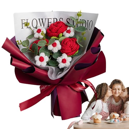 Häkelblumen – Künstlicher Blumenstrauß aus ewigen Strickblumen, handgefertigt aus Rosen, handgefertigter künstlicher Blumenstrauß, handgewebter Rosenstrauß, Rosen-Dekoration für den Häkelblumen – Künstlicher Blumenstrauß aus ewigen Strickblumen, handgefertigt aus Rosen, handgefertigter künstlicher Blumenstrauß, handgewebter Rosenstrauß, Rosen-Dekoration für den von Fulenyi