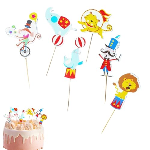 Kuchendekorationen mit Zirkus-Thema, Auswahl von Tier-Cupcakes, 24 verschiedene Lebensmittel-Snacks, Cupcake-Plektrum, Affe, Löwe, Elefant, Tiger, Delfin, Kuchendekorationen mit Zirkus-Thema, Auswahl von Tier-Cupcakes, 24 verschiedene Lebensmittel-Snacks, Cupcake-Plektrum, Affe, Löwe, Elefant, Tiger, Delfin, von Fulenyi