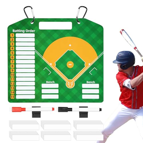 Magnetisches Baseball-Ausrichtungsbrett, löschbares Baseball-Ausrichtungsbrett – Baseballtrainer Board | doppelseitiges Softball-Zwischenbrett mit 2 Markern für Training Magnetisches Baseball-Ausrichtungsbrett, löschbares Baseball-Ausrichtungsbrett – Baseballtrainer Board | doppelseitiges Softball-Zwischenbrett mit 2 Markern für Training von Fulenyi