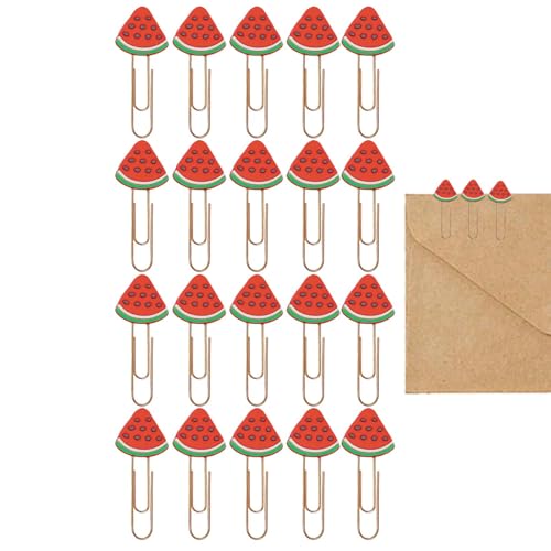 Obstpapierklammern, Papierklammern in Fruchtform, niedliche Lesezeichenklammer mit Clips, Notizklammern, 20 x Wassermelonen-förmige Büroklammern für Notizbücher von Fulenyi