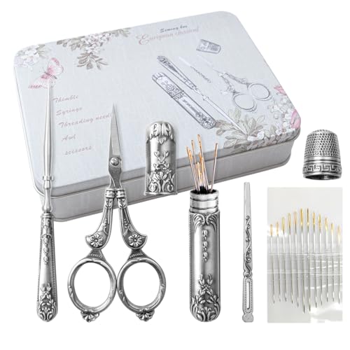 Fulenyi Stickscheren-Set | 6-teilige universelle Vintage-Stickschere - Multifunktionales Nähwerkzeug-Set aus Edelstahl, wiederverwendbar, komplette Vintage-Nähwerkzeuge zum Basteln von Fulenyi