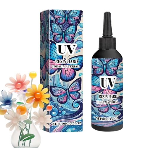 UV-Harzkleber, transparent, hart, UV-härtender Epoxidharz, 100 g, für getrocknete Blumen, hochglänzend, aushärtender Kleber für Bastelarbeiten von Fulenyi