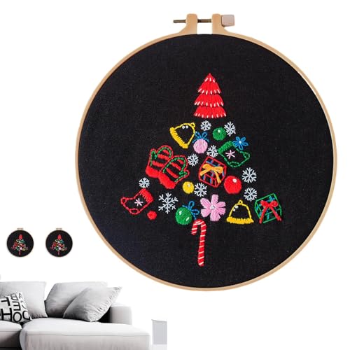 Weihnachtsstickerei-Set, Stickset, Weihnachtsdekoration, Stickset mit Anleitung, handgemachtes Material-Set mit gestanztem Stickmuster für Anfänger, Erwachsene und von Fulenyi