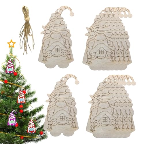 Weihnachtszwerge aus Holz, unlackierte Zwerge aus Holz, 10 Stück unfertige Wichtel-Holzausschnitte mit Linien, Bastelsets aus Holz für Kinder, Baum Weihnachtszwerge aus Holz, unlackierte Zwerge aus Holz, 10 Stück unfertige Wichtel-Holzausschnitte mit Linien, Bastelsets aus Holz für Kinder, Baum von Fulenyi