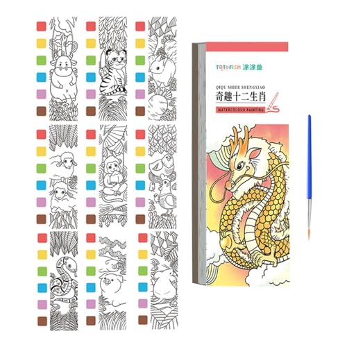 Zeichenpapier für Kinder, Aquarell-Malbuch | Aquarell-Malset mit Pinseln und Farben Aquarell-Skizzenbuch | Tragbares Zeichenpapier von Fulenyi