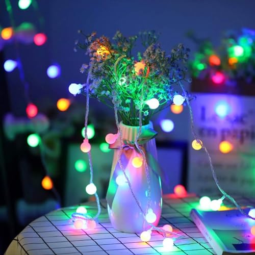 Fulighture LED Kugel Lichterkette,5M(16.41FT) 40er Globe LED mit Batteriebetrieben,Bunt,P65 Wasserdicht,Globe Lichterkette für Weihnachten Party Garten Hochzeit Balkon Deko, Mehrfarbig von Fulighture