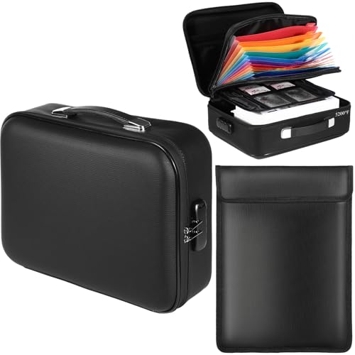 Fullhawl Feuerfeste Aktenbox und feuerfeste Dokumententasche, große Dokumentenbox mit Schloss, wasserdicht, feuerfest, Akten-Organizer für Bargeld, Zertifikate, Laptop, Pässe und Wertsachen, 2 Stück Fullhawl Feuerfeste Aktenbox und feuerfeste Dokumententasche, große Dokumentenbox mit Schloss, wasserdicht, feuerfest, Akten-Organizer für Bargeld, Zertifikate, Laptop, Pässe und Wertsachen, 2 Stück von Fullhawl