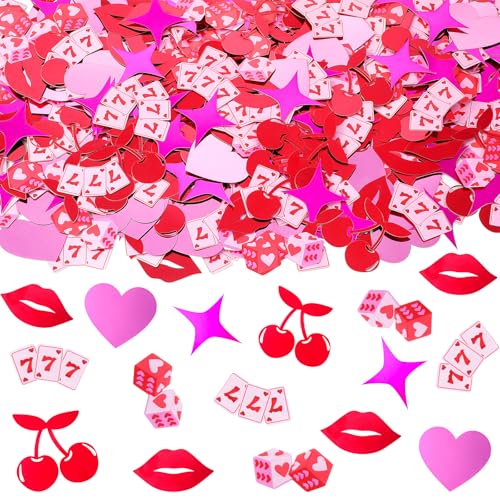 Fullhawl Konfetti mit roten Kirschen, Partyzubehör, Poker-Würfel, Tischdekoration, rosa Herz und Kuss, Konfetti für romantisches Junggesellinnenabschied, 600 Stück Fullhawl Konfetti mit roten Kirschen, Partyzubehör, Poker-Würfel, Tischdekoration, rosa Herz und Kuss, Konfetti für romantisches Junggesellinnenabschied, 600 Stück von Fullhawl