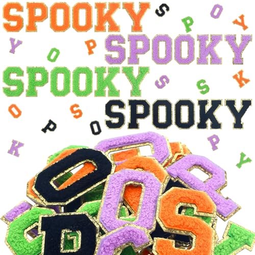 Fullhawl Summer Halloween Iron on Patches Sew on Letter Patches Self Adhesive Glitter Spooky Chenille Decorative Repair Embroidered Appliques for Halloween in Summer DIY Cloth Craft Supplies, 2.2 Inch Fullhawl Summer Halloween Iron on Patches Sew on Letter Patches Self Adhesive Glitter Spooky Chenille Decorative Repair Embroidered Appliques for Halloween in Summer DIY Cloth Craft Supplies, 2.2 Inch von Fullhawl