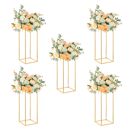 Fullvaseer 59,9 cm hohe goldene Hochzeitsblumenvase, 5 Stück Blumenständer Tafelaufsätze für Party-Tischdekoration von Fullvaseer