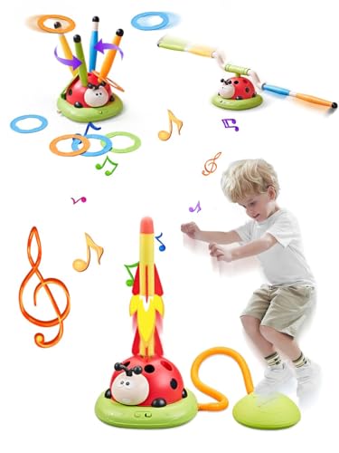 Fullware Geschenk Kinder Junge Mädchen 5 6 7 8 9 Jahre Ringwurfspiel! Jump Rope! Rocket Launcher! 3 in 1 Outdoor Spielzeug, Gartenspielzeug Kinder mit Musik, 4 Geschwindigkeiten, Fernsteuerung von Fullware