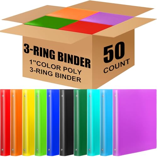 Fulmoon 50 Stück 2,5 cm Kunststoff-3-Ringbuch, 10 verschiedene Farben, Briefgröße 21,6 x 27,9 cm, vielseitig, flexibel, runde Ringordner mit Tasche für Büro, Schule, Meeting Fulmoon 50 Stück 2,5 cm Kunststoff-3-Ringbuch, 10 verschiedene Farben, Briefgröße 21,6 x 27,9 cm, vielseitig, flexibel, runde Ringordner mit Tasche für Büro, Schule, Meeting von Fulmoon