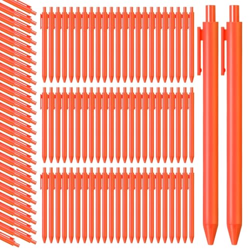 Fulmoon 50 Stück Kugelschreiber, Großpackung, einziehbar, bequem, niedlich, Schulbedarf, mittlere Spitze, 1,0 mm, für Lehrer, Studenten, Brautparty, Babyparty (Orange, schwarze Tinte) von Fulmoon