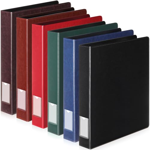 Fulmoon 6 Stück Vintage Hardcover 3-Ringbuch, professioneller Lederordner mit Etikett und 2 Innentaschen, passend für Briefgröße für Zuhause, Büro, Schulbedarf (3,8 cm, klassisches 6-Farben-Set) von Fulmoon