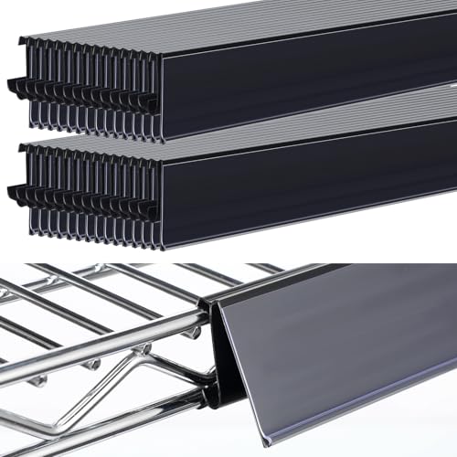 Fulmoon Regaletikettenhalter, 68,6 cm L x 3,8 cm H, zum Anklippen für Drahtregale, PVC-Kunststoff, schwarze Rückseite mit transparenten Etiketten-Clips, kompatibel mit Metro-Drahtregalen, 50 Stück Fulmoon Regaletikettenhalter, 68,6 cm L x 3,8 cm H, zum Anklippen für Drahtregale, PVC-Kunststoff, schwarze Rückseite mit transparenten Etiketten-Clips, kompatibel mit Metro-Drahtregalen, 50 Stück von Fulmoon