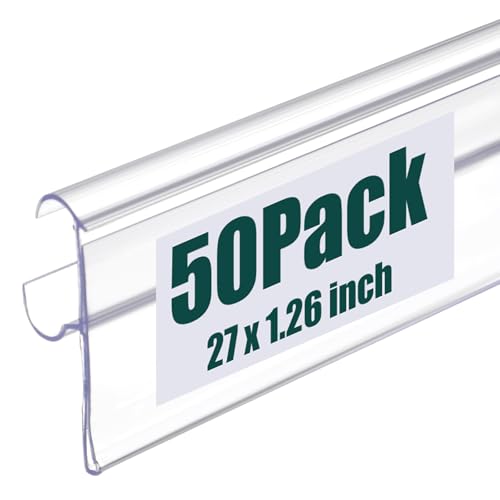 Fulmoon Regaletikettenhalter, 68,6 x 3,2 cm, Drahtregal-Etikettenhalter, Kunststoff, transparente Rückseite, Preisschild-Clips für Drahtregale, Kühlkoffer, mit transparenter PVC-Abdeckung, 50 Stück Fulmoon Regaletikettenhalter, 68,6 x 3,2 cm, Drahtregal-Etikettenhalter, Kunststoff, transparente Rückseite, Preisschild-Clips für Drahtregale, Kühlkoffer, mit transparenter PVC-Abdeckung, 50 Stück von Fulmoon
