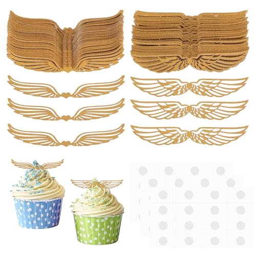100 Stück Gold Glitter Flügel Kuchen Dekoration, Golden Schokolade Flügel Party Dekoration, Hexe Party Schokolade Cupcake Topper Flügel für Kuchen Cupcakes Geburtstag Party Dekoration, 2 Stile 100 Stück Gold Glitter Flügel Kuchen Dekoration, Golden Schokolade Flügel Party Dekoration, Hexe Party Schokolade Cupcake Topper Flügel für Kuchen Cupcakes Geburtstag Party Dekoration, 2 Stile von Fulushouxi