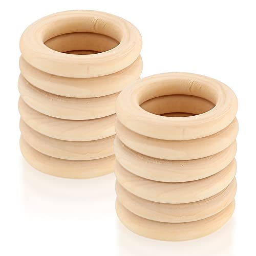 12 Stück Holzringe zum Basteln, Natürliche Holz Ringe, Makramee Ringe für DIY Schmuck Makramee Armband Anhänger Hängende Dekoration Ringe-80mm von Fulushouxi