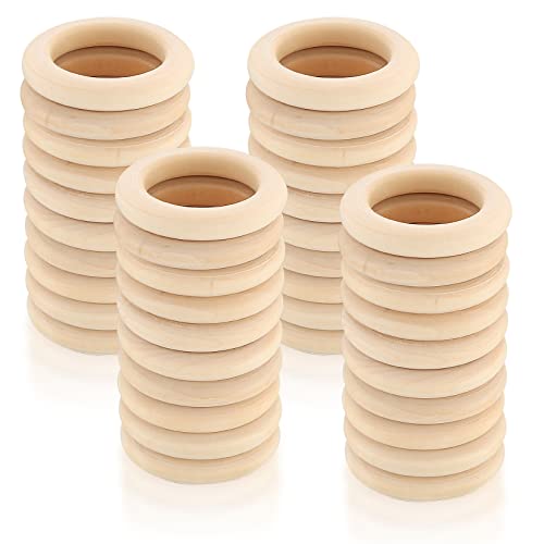 40 Stück Holzringe zum Basteln, Natürliche Holz Ringe, Makramee Ringe für DIY Schmuck Makramee Armband Anhänger Hängende Dekoration Ringe - 55 mm von Fulushouxi