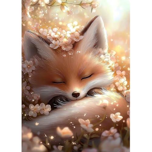 Fumupe 5D Diamond Painting Fuchs Erwachsene Anfänger, Tier Diamant Painting Bilder DIY Runder Vollbohrer Diamant Malerei Stickerei Set Kreuzstich Bilder Home Wand Dekor, 30x40cm von Fumupe