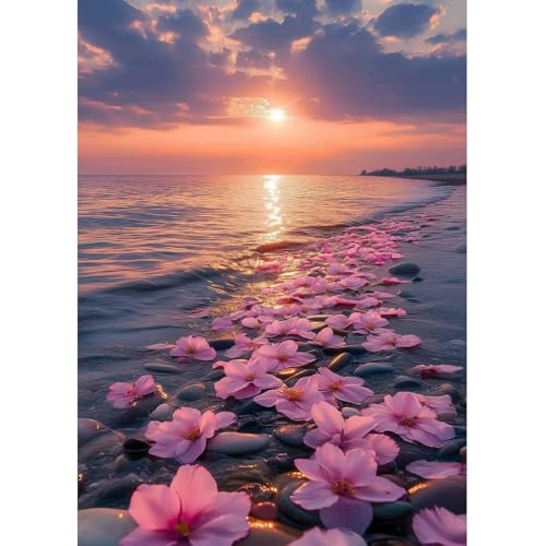 Fumupe 5D Diamond Painting Landschaft Erwachsene Anfänger, Meer Diamant Painting Bilder DIY Runder Vollbohrer Diamant Malerei Stickerei Set Kreuzstich Bilder Home Wand Dekor, 30x40cm von Fumupe