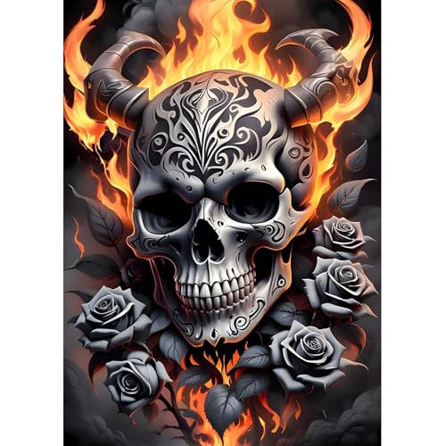 Fumupe 5D Diamond Painting Skeleton Erwachsene Anfänger, Skeleton Diamant Painting Bilder Kunst DIY Runder Vollbohrer Diamant Malerei Stickerei Set Kreuzstich Bilder Home Wand Dekor, 30x40cm von Fumupe