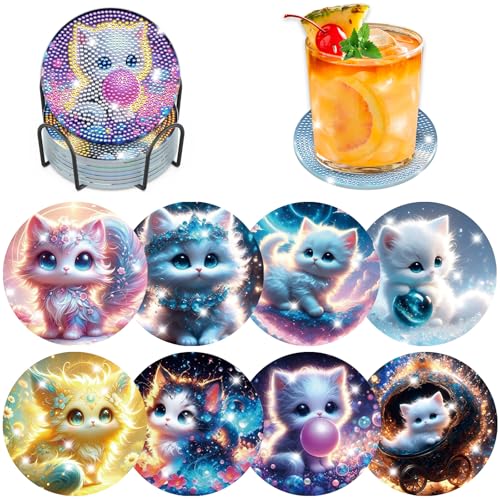 Fumupe 8 STK Diamond Painting Untersetzer mit Halter, Diamond Painting Katze, Diamant Painting Bilder Erwachsene Kinder, Diamant Tassenuntersetzer mit Kork, Basteln, Weihnachten Geschenk Fumupe 8 STK Diamond Painting Untersetzer mit Halter, Diamond Painting Katze, Diamant Painting Bilder Erwachsene Kinder, Diamant Tassenuntersetzer mit Kork, Basteln, Weihnachten Geschenk von Fumupe