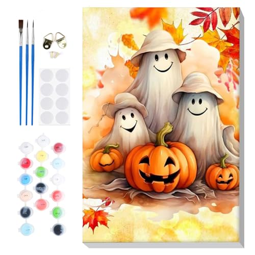Fumupe Halloween Geist Malen Nach Zahlen Erwachsene mit Rahmen, Malen Nach Zahlen Herbst, Diy Set Erwachsene mit Pinseln und Acrylfarben Handgemalt Ölgemälde Leinwand für Home Décor, 20x30cm Fumupe Halloween Geist Malen Nach Zahlen Erwachsene mit Rahmen, Malen Nach Zahlen Herbst, Diy Set Erwachsene mit Pinseln und Acrylfarben Handgemalt Ölgemälde Leinwand für Home Décor, 20x30cm von Fumupe