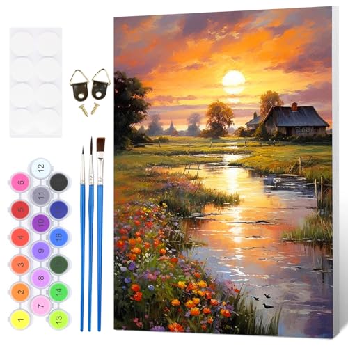 Fumupe Landschaft Malen Nach Zahlen Erwachsene mit Rahmen, Malen Nach Zahlen Sonnenuntergang, Diy Set Erwachsene mit Pinseln und Acrylfarben Handgemalt Ölgemälde Leinwand für Home Décor, 20x30cm Fumupe Landschaft Malen Nach Zahlen Erwachsene mit Rahmen, Malen Nach Zahlen Sonnenuntergang, Diy Set Erwachsene mit Pinseln und Acrylfarben Handgemalt Ölgemälde Leinwand für Home Décor, 20x30cm von Fumupe