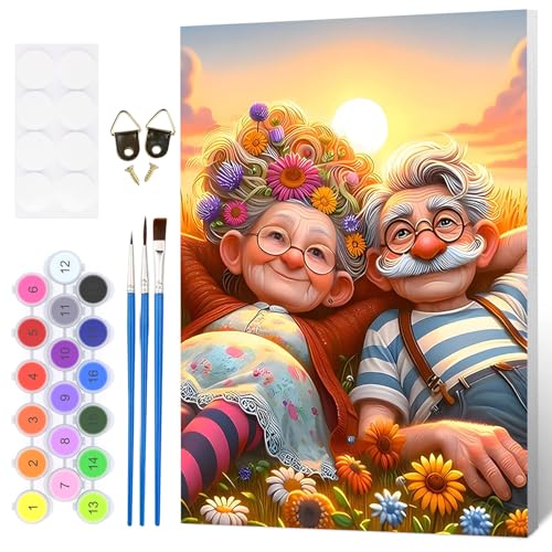 Fumupe Malen Nach Zahlen Erwachsene mit Rahmen, Malen Nach Zahlen Opa und Oma, Diy Set Erwachsene mit Pinseln und Acrylfarben Handgemalt Ölgemälde Leinwand für Home Décor, 20x30cm Fumupe Malen Nach Zahlen Erwachsene mit Rahmen, Malen Nach Zahlen Opa und Oma, Diy Set Erwachsene mit Pinseln und Acrylfarben Handgemalt Ölgemälde Leinwand für Home Décor, 20x30cm von Fumupe