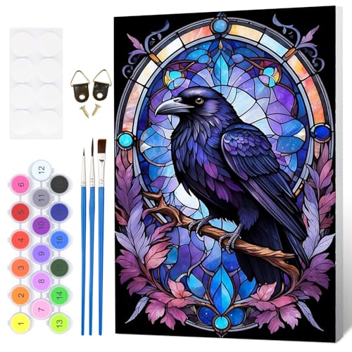 Fumupe Vogel Malen Nach Zahlen Erwachsene mit Rahmen, Malen Nach Zahlen Buntglasvogel, Diy Set Erwachsene mit Pinseln und Acrylfarben Handgemalt Ölgemälde Leinwand für Home Décor, 20x30cm Fumupe Vogel Malen Nach Zahlen Erwachsene mit Rahmen, Malen Nach Zahlen Buntglasvogel, Diy Set Erwachsene mit Pinseln und Acrylfarben Handgemalt Ölgemälde Leinwand für Home Décor, 20x30cm von Fumupe