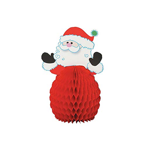 Fun Express 13902862 Mini-Weihnachtsmann-Waben-Tafelaufsätze, 15,2 cm, ideal für Feiertagsveranstaltungen, 4 Stück, Mehrfarbig von Fun Express