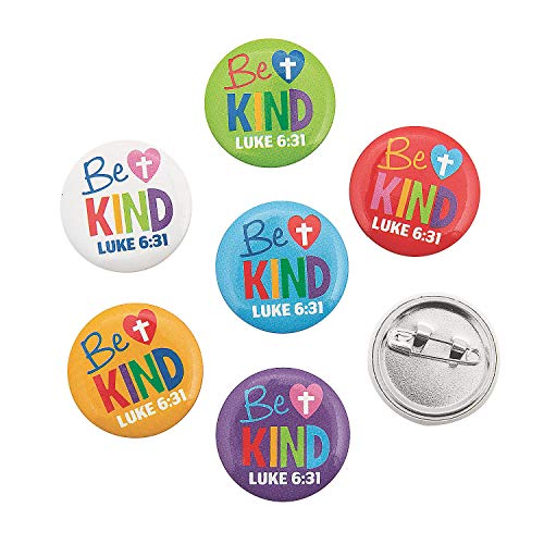 Fun Express Bulk Be Kind Mini-Knöpfe – inspirierende Bibelvers-Designs – Sonntagsschulbedarf – Neuheitsknöpfe – 48 Stück von Fun Express