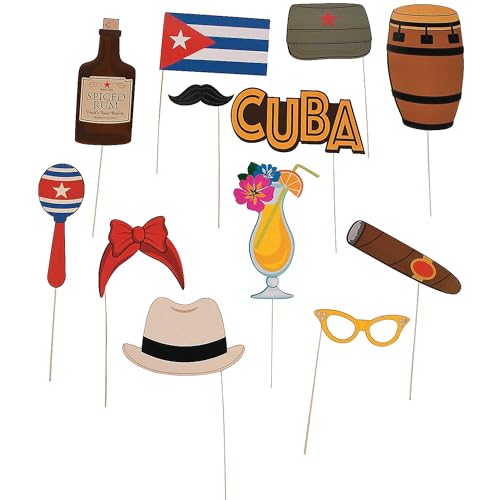Fun Express Cuban Party Foto-Requisiten (12 Stück) Havana Nights Party Supplies von Fun Express