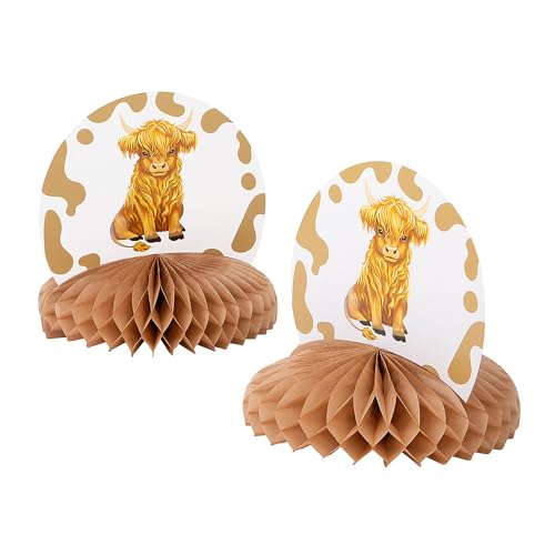 Highland Cow Tischdekoration – 15,2 x 15,2 cm (1 Stück) – Festlicher Karton & Seidenpapier Bauernhaus-Party-Dekor für Geburtstage, Babypartys und rustikale Veranstaltungen von Fun Express