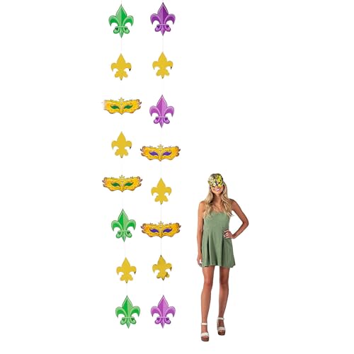 Mardi Gras Fleur de Lis Icons Hanging Decorations - 45.7 cm x 3.7 m (1 Pc) - Ideal for Mardi Gras Parties, Carnival Themes & Festive Celebrations von Fun Express